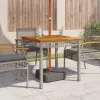  szürke polyrattan és akácfa kerti asztal 80 x 80 x 74 cm