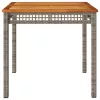  szürke polyrattan és akácfa kerti asztal 80 x 80 x 74 cm