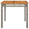  szürke polyrattan és akácfa kerti asztal 80 x 80 x 74 cm