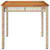  bézs polyrattan és akácfa kerti asztal 80 x 80 x 75 cm