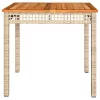  bézs polyrattan és akácfa kerti asztal 80 x 80 x 75 cm