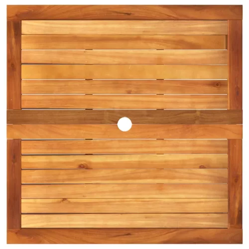  bézs polyrattan és akácfa kerti asztal 80 x 80 x 75 cm