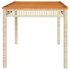 bézs polyrattan és akácfa kerti asztal 140 x 80 x 75 cm