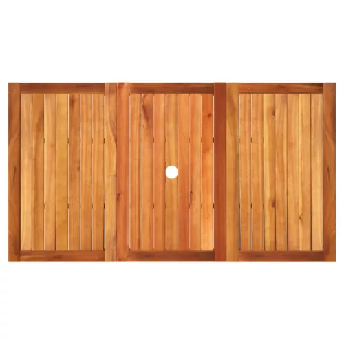  bézs polyrattan és akácfa kerti asztal 140 x 80 x 75 cm