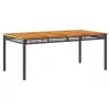  fekete polyrattan és akácfa kerti asztal 180 x 90 x 75 cm