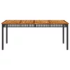  fekete polyrattan és akácfa kerti asztal 180 x 90 x 75 cm