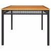  fekete polyrattan és akácfa kerti asztal 180 x 90 x 75 cm