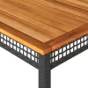  fekete polyrattan és akácfa kerti asztal 180 x 90 x 75 cm