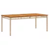  bézs polyrattan és akácfa kerti asztal 180 x 90 x 75 cm