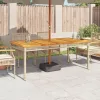  bézs polyrattan és akácfa kerti asztal 180 x 90 x 75 cm