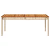  bézs polyrattan és akácfa kerti asztal 180 x 90 x 75 cm