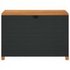  fekete polyrattan és akácfa kerti tárolóláda 110 x 55 x 63 cm