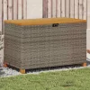  szürke polyrattan és akácfa kerti tárolóláda 110 x 55 x 63 cm