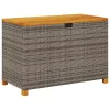  szürke polyrattan és akácfa kerti tárolóláda 110 x 55 x 63 cm