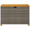  szürke polyrattan és akácfa kerti tárolóláda 110 x 55 x 63 cm