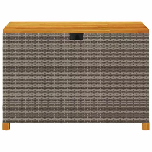  szürke polyrattan és akácfa kerti tárolóláda 110 x 55 x 63 cm