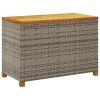  szürke polyrattan és akácfa kerti tárolóláda 110 x 55 x 63 cm