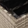  szürke polyrattan és akácfa kerti tárolóláda 110 x 55 x 63 cm