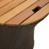  2 db fekete polyrattan kerti kisasztal fa asztallappal