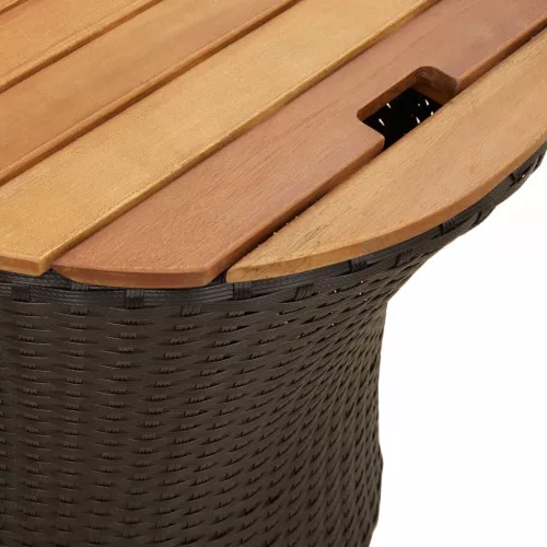  2 db fekete polyrattan kerti kisasztal fa asztallappal