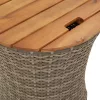  2 db szürke polyrattan kerti kisasztal fa asztallappal