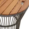  2 db szürke polyrattan kerti kisasztal fa asztallappal