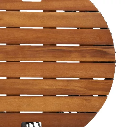  2 db szürke polyrattan kerti kisasztal fa asztallappal
