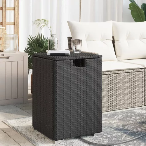  fekete polyrattan propántartály borító asztal 40 x 40 x 60 cm