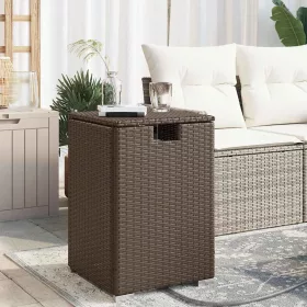    barna polyrattan propántartály borító asztal 40 x 40 x 60 cm