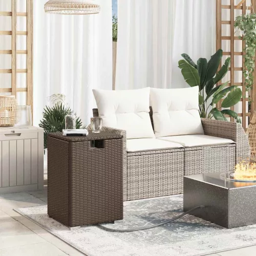  barna polyrattan propántartály borító asztal 40 x 40 x 60 cm