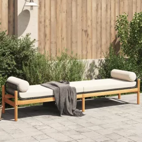  polyrattan akácfa kerti pad fekete párnával