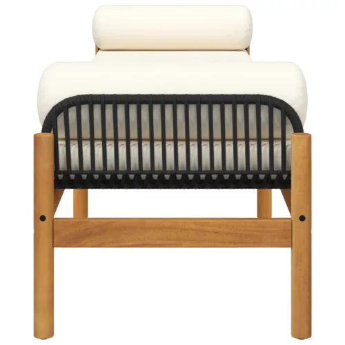  polyrattan akácfa kerti pad fekete párnával
