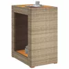  bézs polyrattan kerti kisasztal fa asztallappal 60x40x75 cm