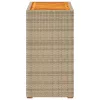 bézs polyrattan kerti kisasztal fa asztallappal 60x40x75 cm