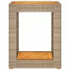  bézs polyrattan kerti kisasztal fa asztallappal 60x40x75 cm