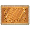  bézs polyrattan kerti kisasztal fa asztallappal 60x40x75 cm