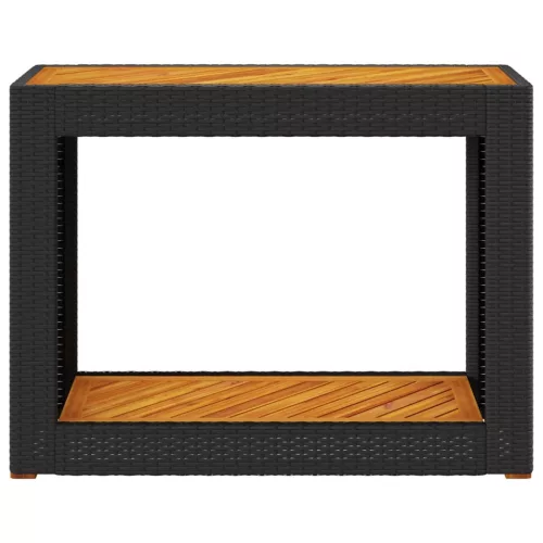  fekete polyrattan falapos kerti asztal 100x40x75 cm