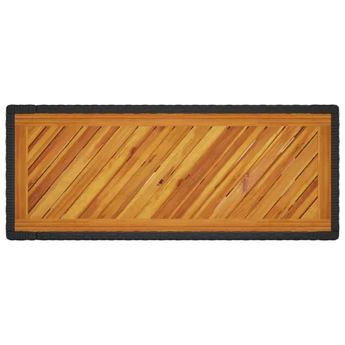  fekete polyrattan falapos kerti asztal 100x40x75 cm