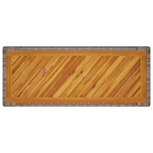  szürke polyrattan falapos kerti asztal 100x40x75 cm