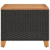  fekete polyrattan és akácfa kerti asztal 45 x 45 x 37 cm