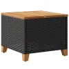  fekete polyrattan és akácfa kerti asztal 45 x 45 x 37 cm