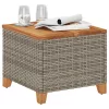  szürke polyrattan és akácfa kerti asztal 45 x 45 x 37 cm