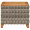  szürke polyrattan és akácfa kerti asztal 45 x 45 x 37 cm