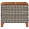  szürke polyrattan és akácfa kerti asztal 45 x 45 x 37 cm