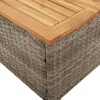  szürke polyrattan és akácfa kerti asztal 45 x 45 x 37 cm