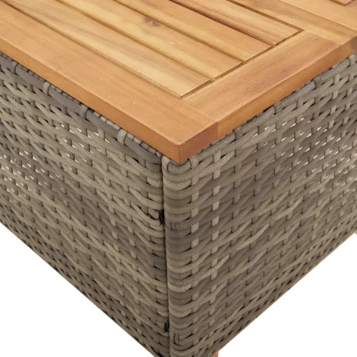  szürke polyrattan és akácfa kerti asztal 45 x 45 x 37 cm