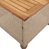  bézs polyrattan és akácfa kerti asztal 45 x 45 x 37 cm
