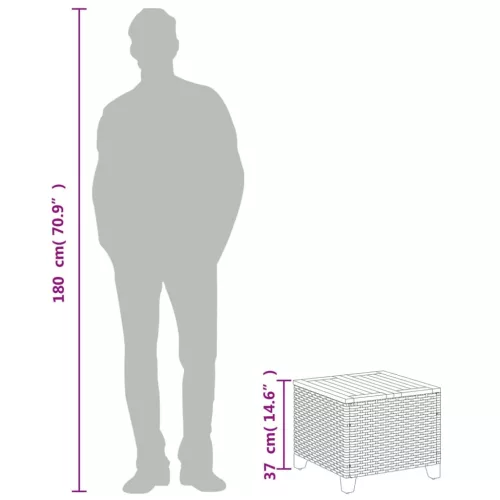  bézs polyrattan és akácfa kerti asztal 45 x 45 x 37 cm