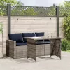  2 részes szürke polyrattan kerti étkezőgarnitúra párnákkal