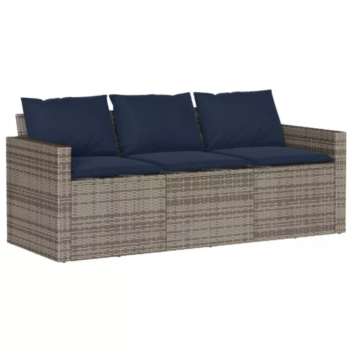  2 részes szürke polyrattan kerti étkezőgarnitúra párnákkal
